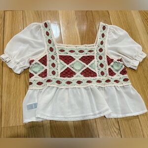 SHEIN Sheer Cream Blouse